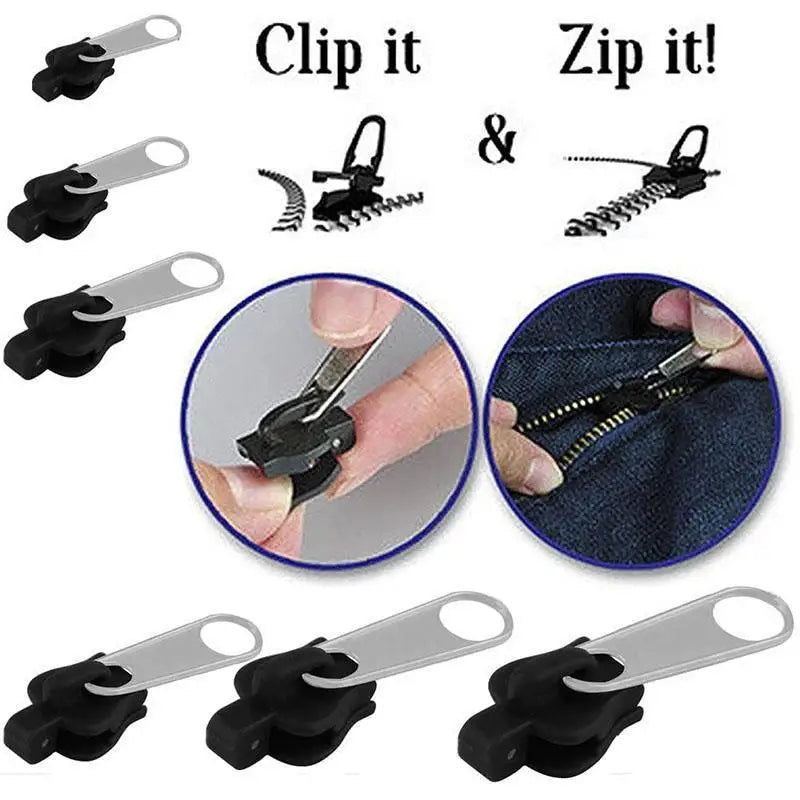 _6 pieces/set of black or brown Instant Zipper universal Instant Fix Zipper repair kit replacement Zip Slider new sewing zipper